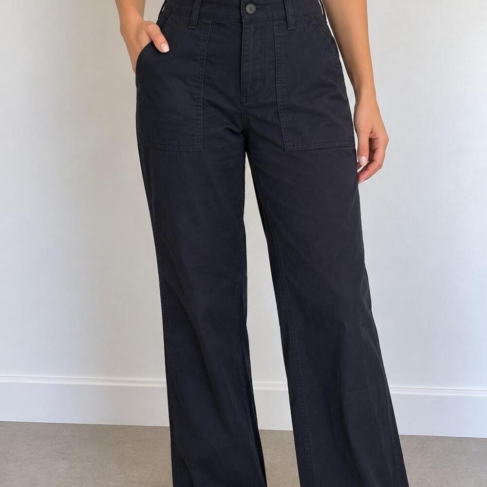 Lands end black wide leg